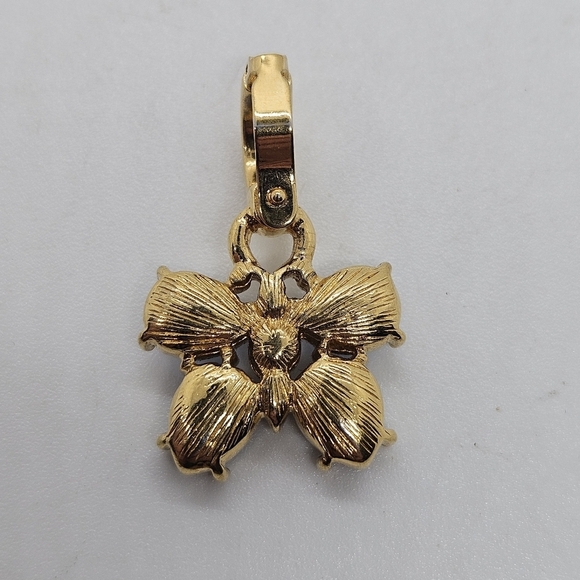 gold tone and blue rhinestone butterfly enhancer pendant - Picture 3 of 4